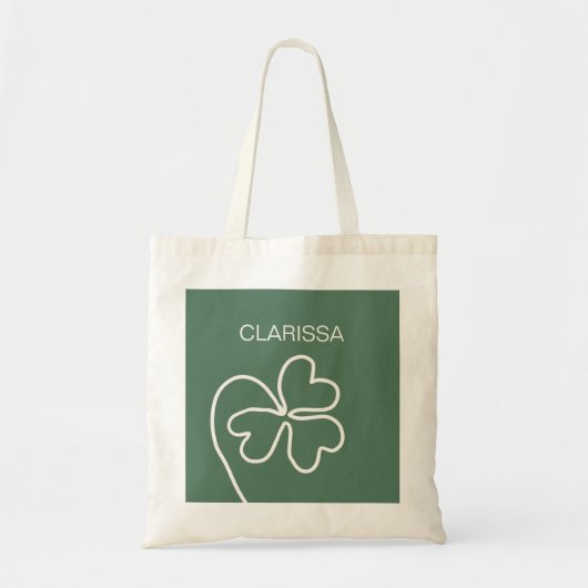 Minimalistische Klaver Blad Lijn Tekening Groen Aa Tote Bag (Voorkant)