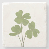 Minimalistische Klaverblad tekening Groen Stenen Onderzetter (Voorkant)