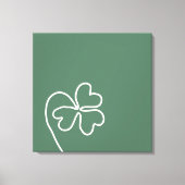Minimalistische Klaverbladlijn Tekening Groen Canvas Afdruk (Voorkant)