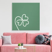 Minimalistische Klaverbladlijn Tekening Groen Canvas Afdruk (Insitu (Woonkamer))