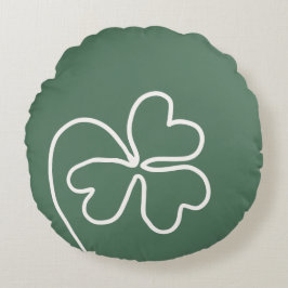 Minimalistische Klaverbladlijn Tekening Groen Rond Kussen