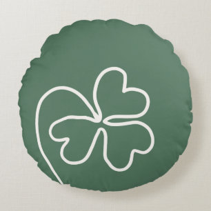 Minimalistische Klaverbladlijn Tekening Groen Rond Kussen