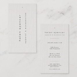 Minimalistische kledinglabel met linnen textuur visitekaartje