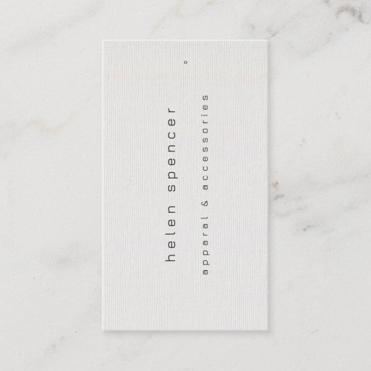 Minimalistische kledinglabel met linnen textuur visitekaartje (Voorkant)