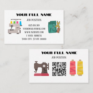 Minimalistische Kleermaker QR-code Naaimachine Visitekaartje
