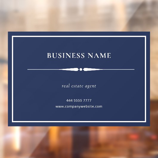 Minimalistische kleine bedrijfsnaam Kantoor Navybl Raamsticker (Vel 2)