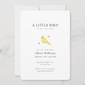 Minimalistische Kleine Bloem Vogel Baby Shower Kaart (Voorkant)