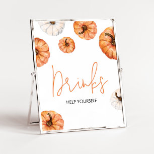 Minimalistische kleine pompoen Baby shower Drinken Poster
