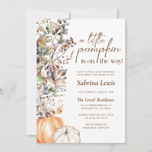 Minimalistische kleine pompoen herfst Herfst Baby  Kaart (Voorkant)