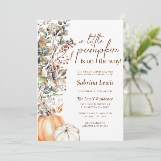 Minimalistische kleine pompoen herfst Herfst Baby  Kaart (Staand voorkant)