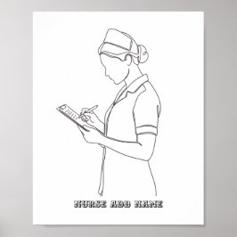 Minimalistische klembordverpleegster Lijnkunst op Poster