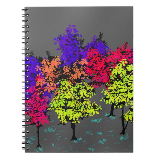 Minimalistische kleuraccenten Bomen Journal Notebo Notitieboek (Voorkant)