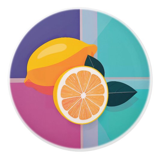 Minimalistische kleurblok citroenen keramische knop (Voorkant)