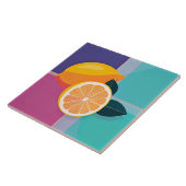 Minimalistische kleurblok citroenen tegeltje (Zijkant)