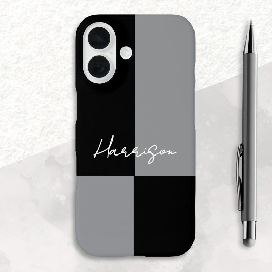 Minimalistische Kleurblok Grijs Zwart Aangepaste N Case-Mate iPhone Case