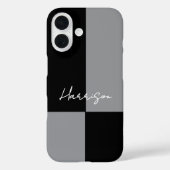Minimalistische Kleurblok Grijs Zwart Aangepaste N Case-Mate iPhone Case (Achterkant)