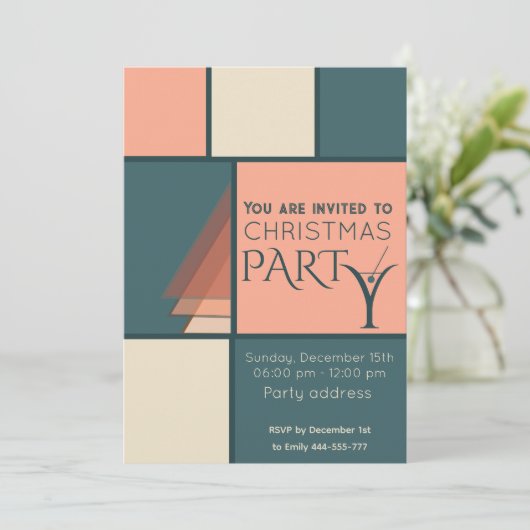 Minimalistische kleurenblok cocktail party corpora kaart (Staand voorkant)