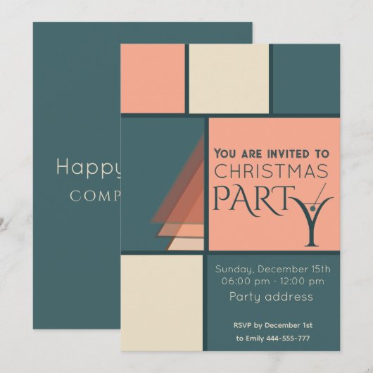 Minimalistische kleurenblok cocktail party corpora kaart (Voorkant / Achterkant)