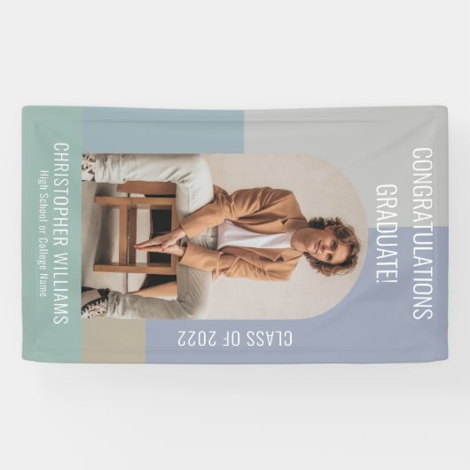 Minimalistische kleurenblokklasse van 2023 Afstude Spandoek (Horizontaal)