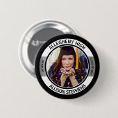 Minimalistische kleurenreünie: zwart, zilver wit ronde button 5,7 cm (Voorkant /achterkant)