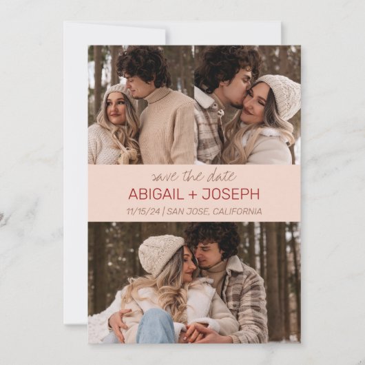 Minimalistische kleurenstrip Sla de Kaart Datum op (Voorkant)