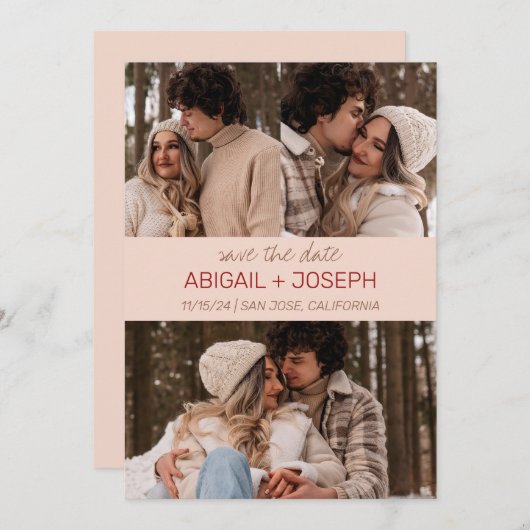 Minimalistische kleurenstrip Sla de Kaart Datum op (Voorkant / Achterkant)