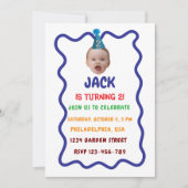 Minimalistische kleurrijke 2e verjaardag uitnodigi kaart (Voorkant)