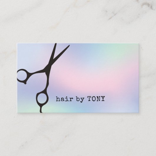 Minimalistische kleurrijke gradiënt zwarte schaar  visitekaartje (Voorkant)