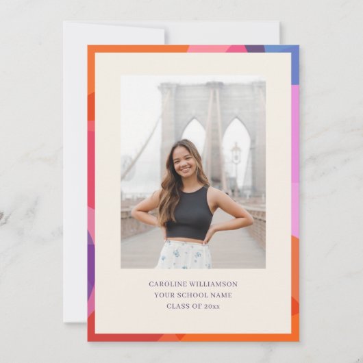 Minimalistische kleurrijke rand Modern Afstuderen  Aankondiging (Voorkant)