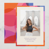 Minimalistische Kleurrijke Rand Moderne Afstudeerf Aankondiging (Voorkant / Achterkant)