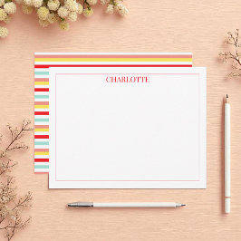 Minimalistische kleurrijke strepen Classic Chic Notitiekaartje