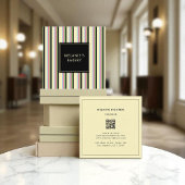 Minimalistische Kleurrijke Strepen Retro QR Code B Vierkante Visitekaartje