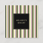 Minimalistische Kleurrijke Strepen Retro QR Code B Vierkante Visitekaartje (Voorkant)