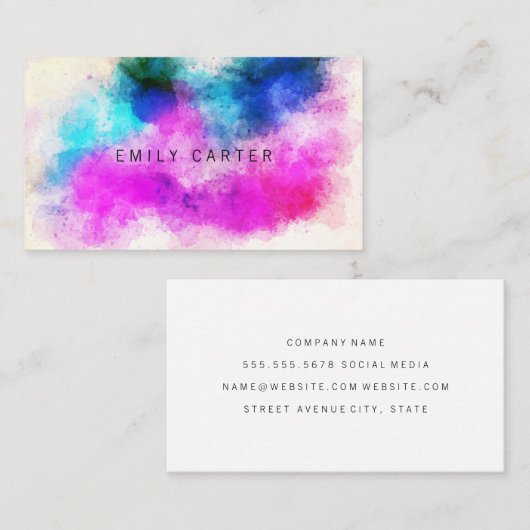 Minimalistische kleurrijke textuur | Waterverf art Visitekaartje (Voorkant / Achterkant)
