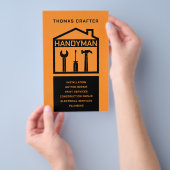 Minimalistische klusjesman zwart en sinaasappel flyer (Hand)