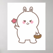 Minimalistische knuffelkonijn met bloem poster (Voorkant)
