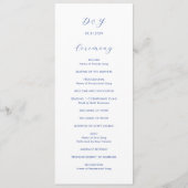 Minimalistische kobaltblauwe moderne bruiloft programmakaart (Voorkant)