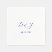 Minimalistische kobaltblauwe moderne bruiloft servet (Voorkant)