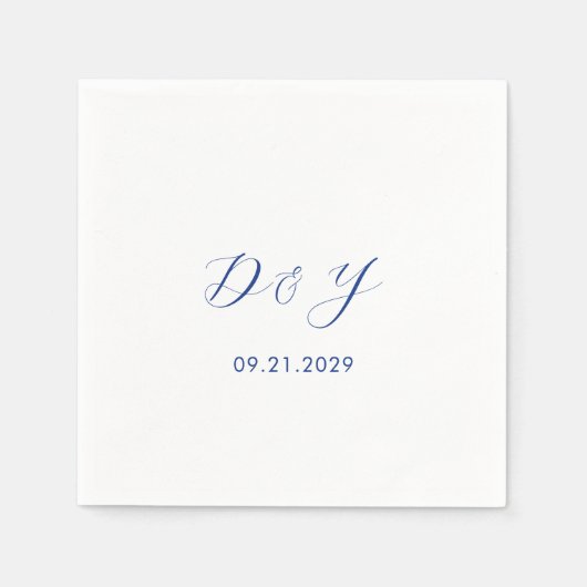 Minimalistische kobaltblauwe moderne bruiloft servet (Voorkant)