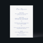 Minimalistische Kobaltblauwe Moderne Trouwdag Menu<br><div class="desc">Modern trouwmenu met de titel en uw monogram in een elegant schrift.</div>