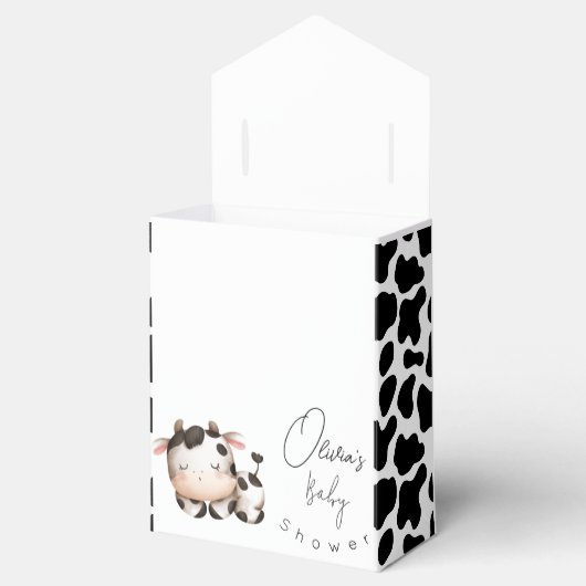 Minimalistische koe genderneutraal baby shower bedankdoosjes (Geopend)