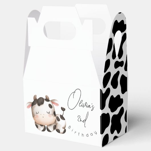 Minimalistische koe genderneutraal bedankdoosjes (Geopend)