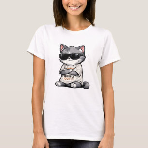 Minimalistische koele kat met zonnebril en stijl t-shirt