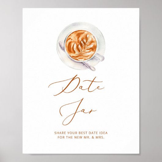 Minimalistische koffie date nacht ideeën. Date jar Poster (Voorkant)