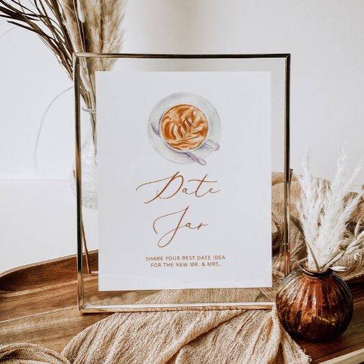 Minimalistische koffie date nacht ideeën. Date jar Poster