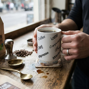 Minimalistische koffiebar esthetische typografie c koffiemok