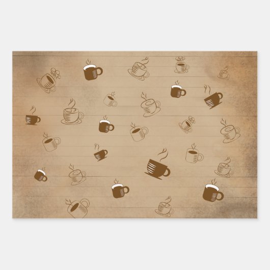 Minimalistische koffiebeker gestreept patroon – Mo Inpakpapier Vel (Voorkant 3)