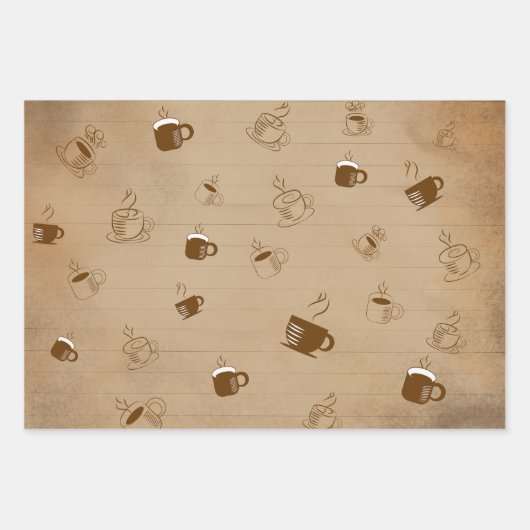 Minimalistische koffiebeker gestreept patroon – Mo Inpakpapier Vel (Voorkant)