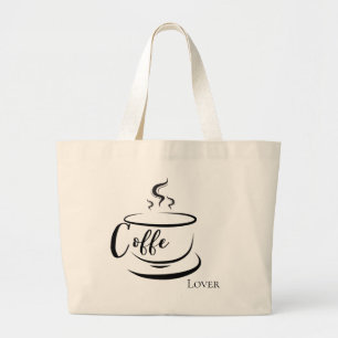 Minimalistische koffieliefhebber stoomt mok canvas grote tote bag