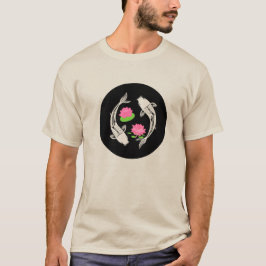 Minimalistische Koi Vis Draaikolk Met Waterlelies T-shirt